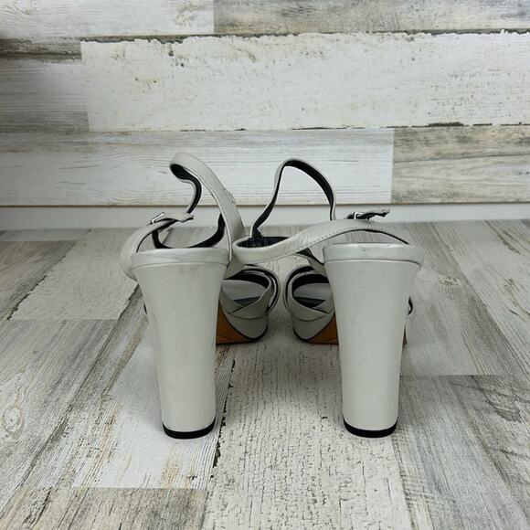 Franco Sarto Damalis womens 10m gray leather ankle strap block heel sandals - Picture 4 of 9